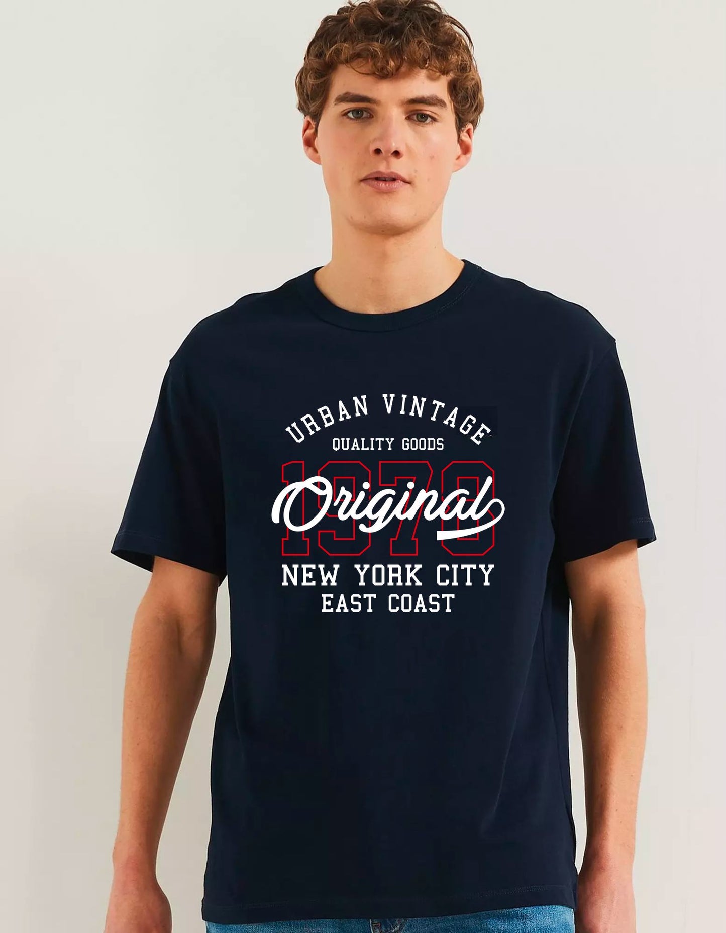 New York Originals Men's Navy Blue Oversized T-shirt