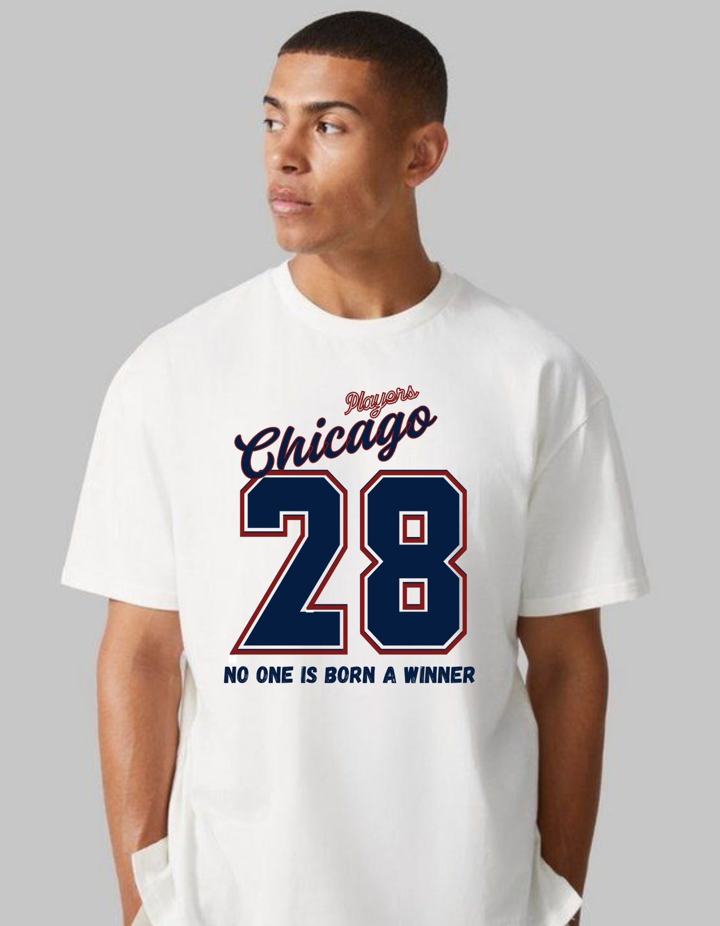American Chicago Men's White Oversized T-shirt