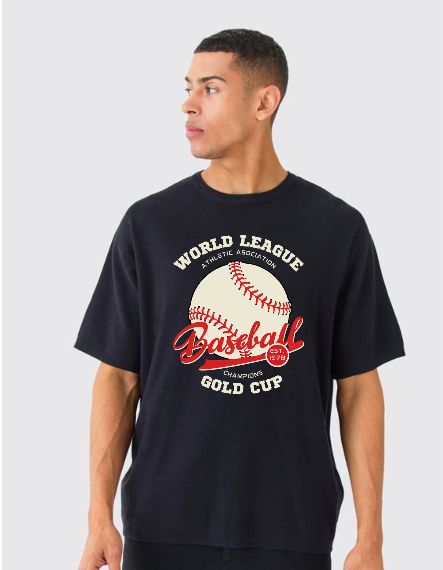 American Baseball Men's Black Oversized T-shirt