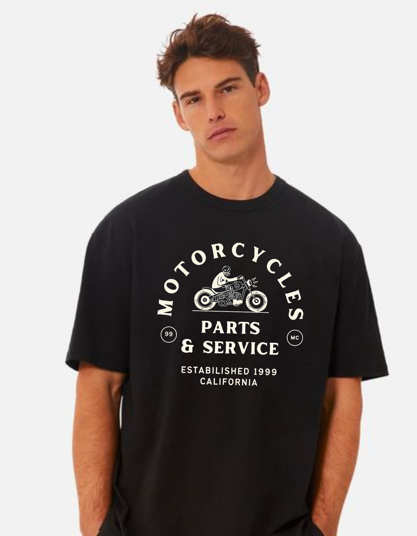 Motorcycle Club Men's Black Oversized T-shirt