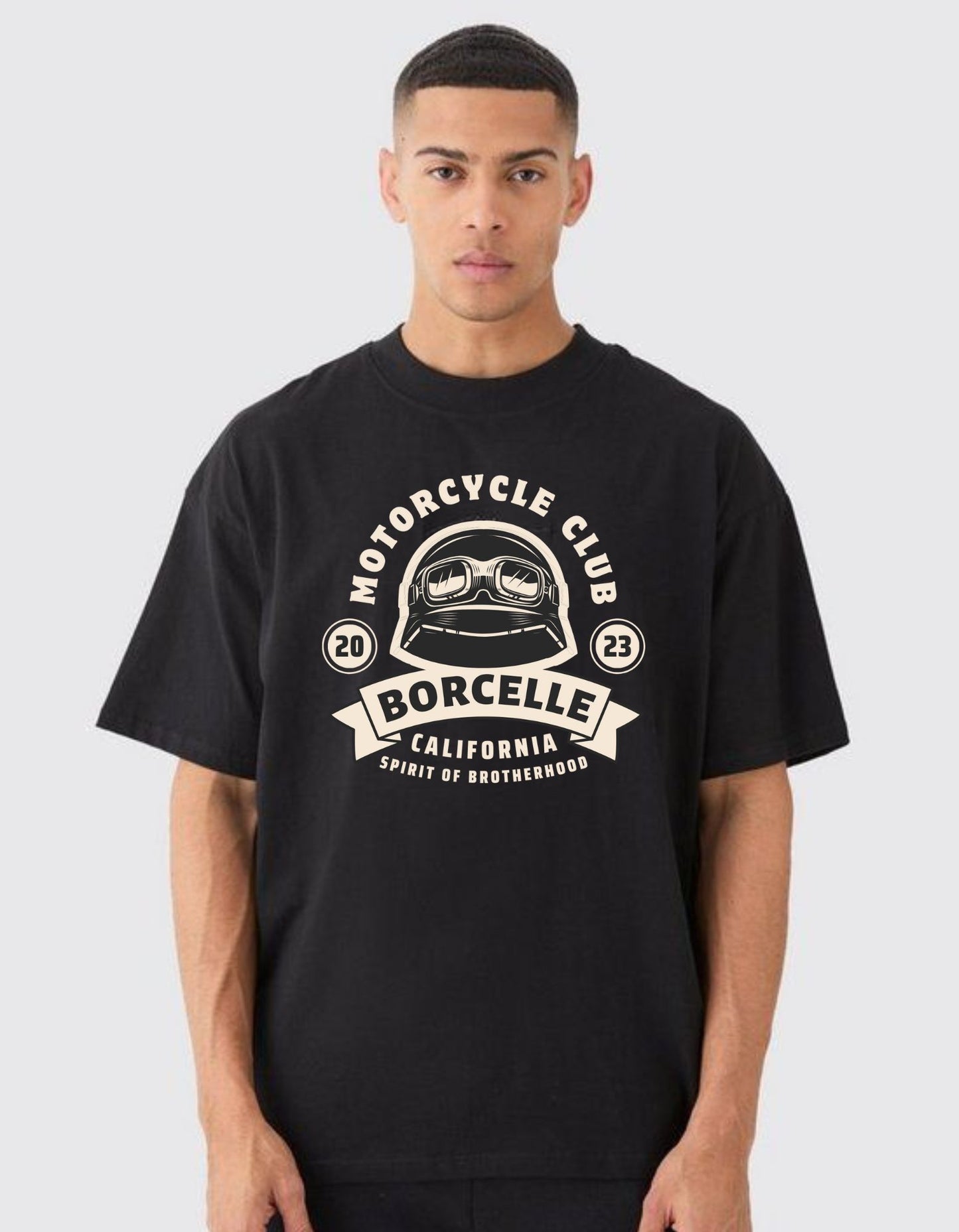 Motorcycle Garage Men's Black Oversized T-shirt