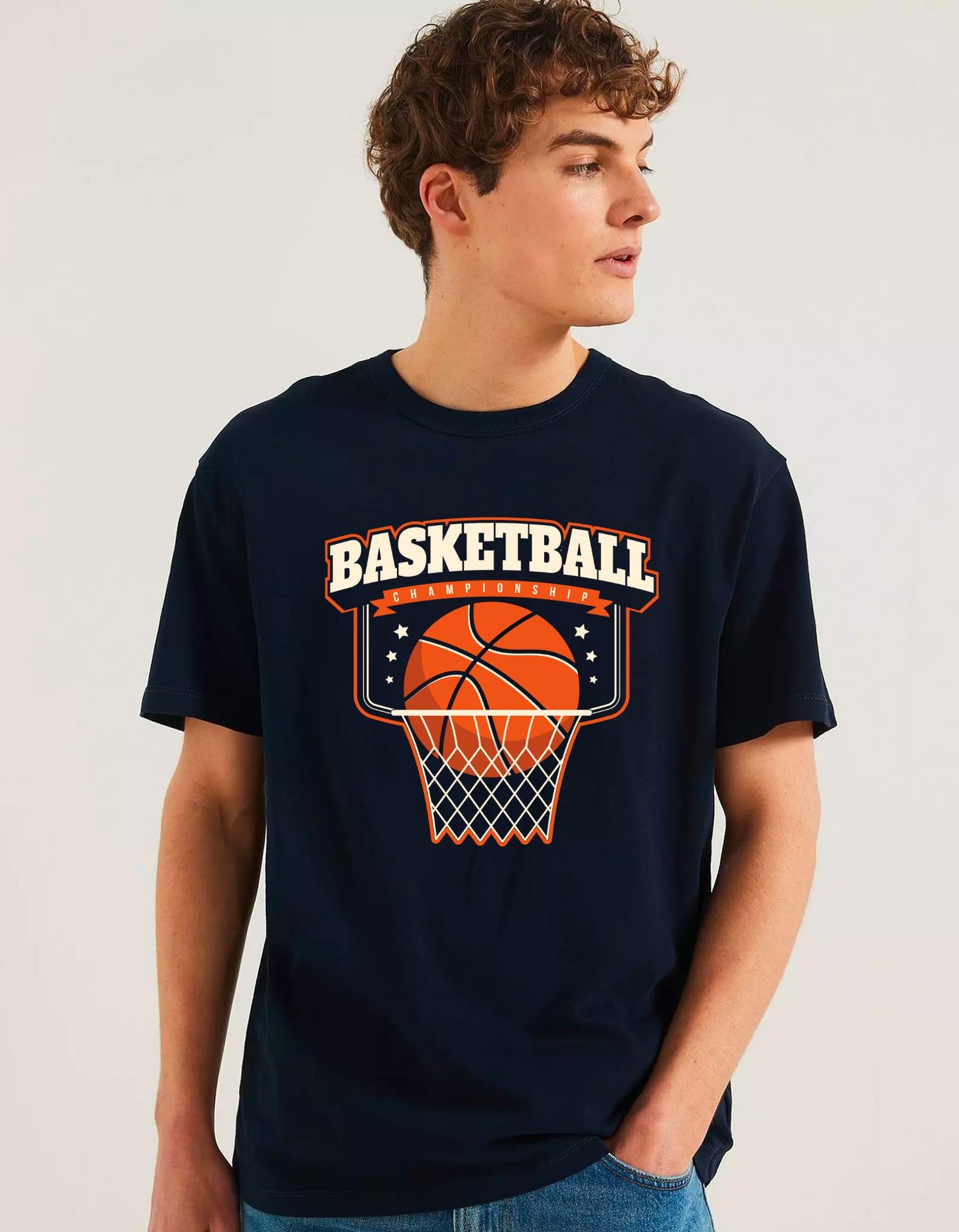 American Basketball Men's Navy Blue Oversized T-shirt