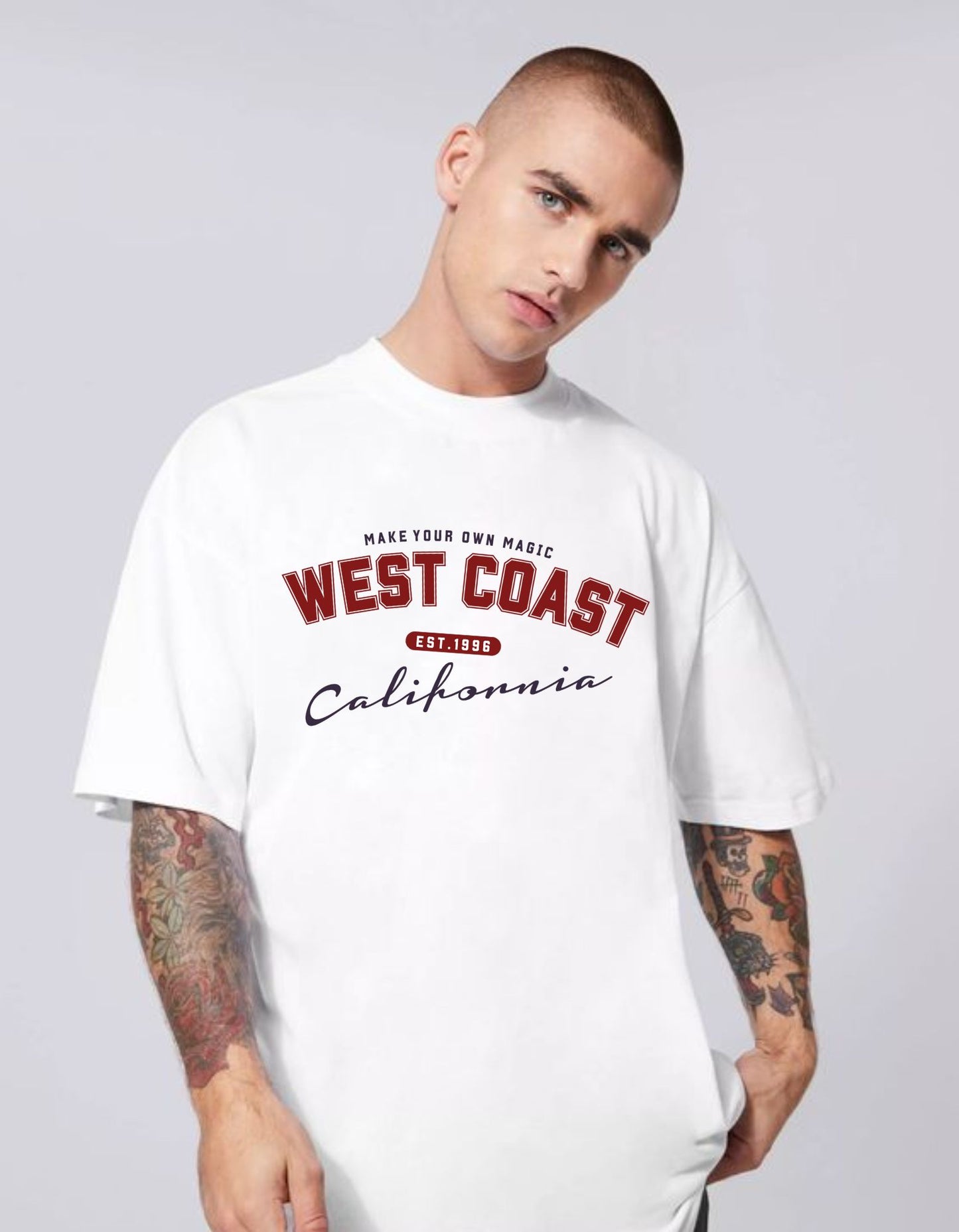 West Coast California Men's White Oversized T-shirt